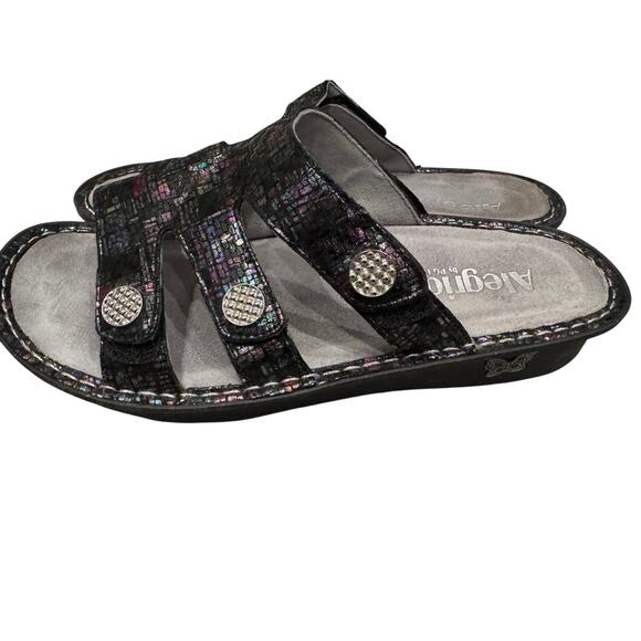 Alegria Women’s Sandals Size 10 / 40 Black Multi Adjustable Comfort Slides - Picture 2 of 4